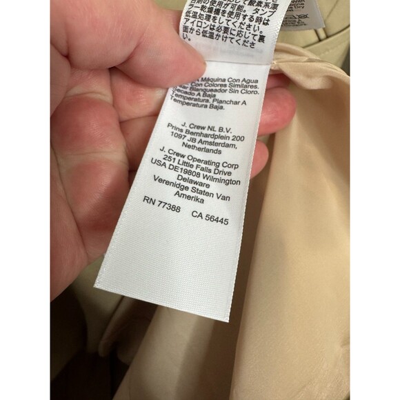 J.Crew 00 Double Breasted Rylee Trench Coat Tan Khaki Belted Cotton NWT - Picture 13 of 16